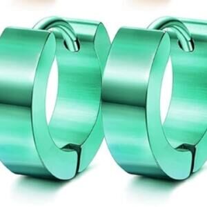 Green Huggie Hinged hoop earrings